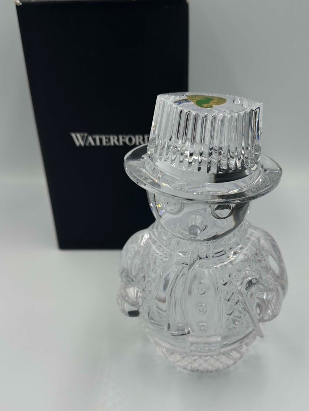 New Waterford Crystal Snowman 6" Diamond Wedge Figurine W/Box 40023138